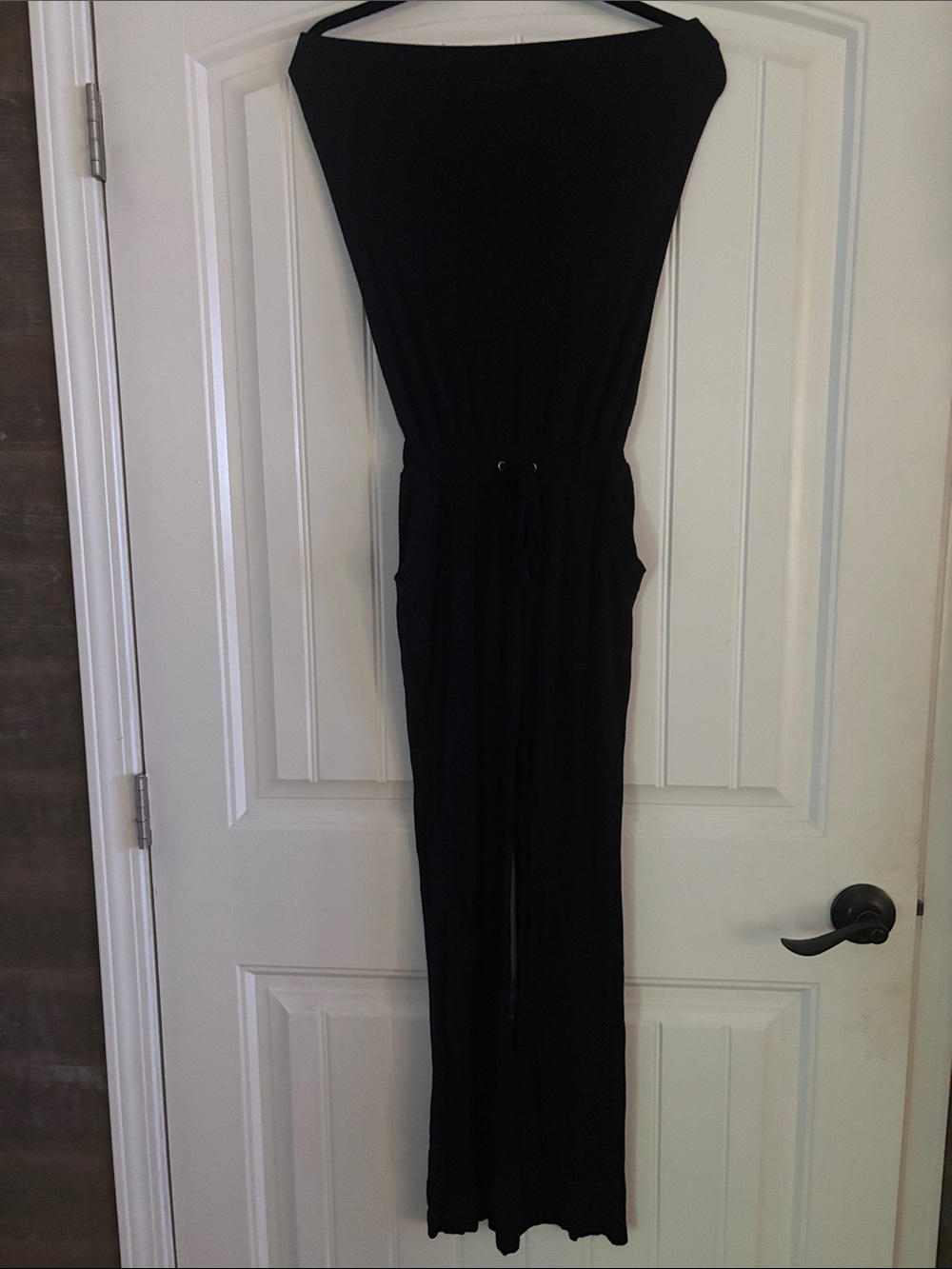 G by Guess Black Women's Strapless Jumpsuit with Drawstring Waist, Pockets XS